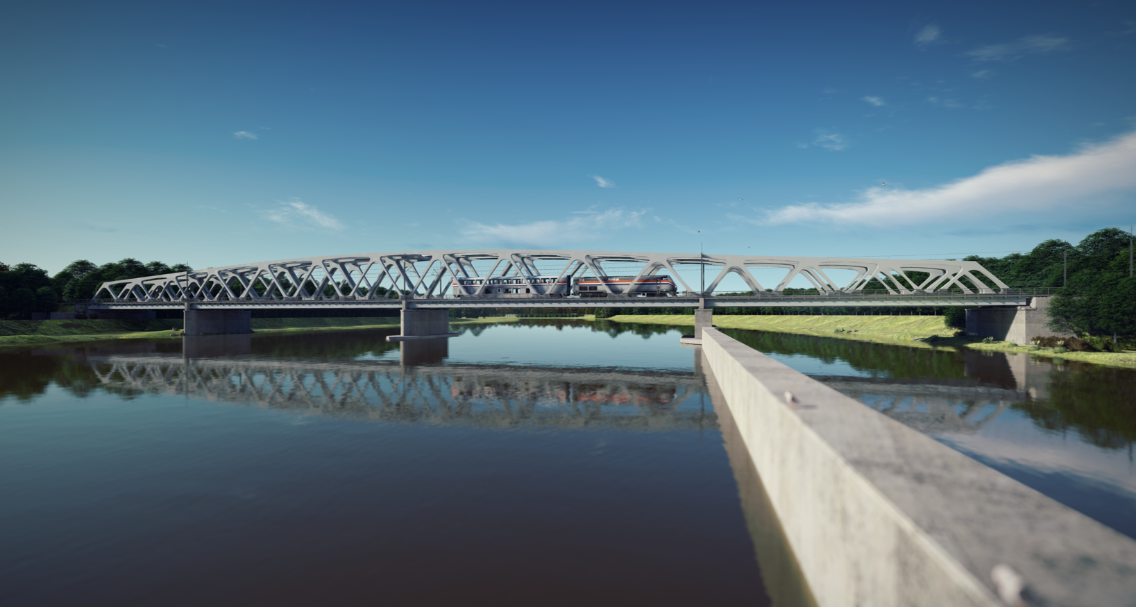 Most przez rzekę Odrę na LK nr 143